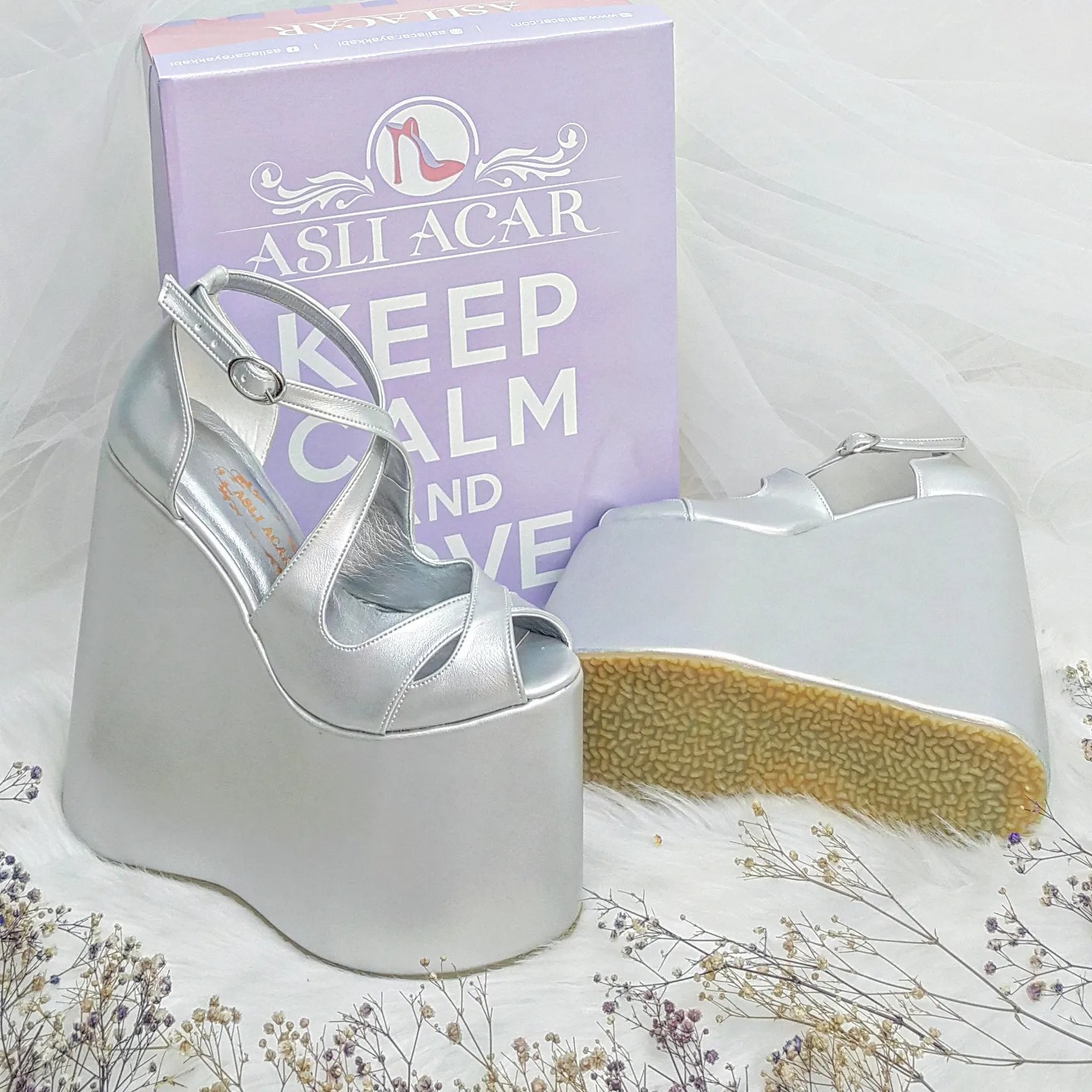 18 Cm High Wedge Heel Model Gray Color Comfortable Women s Evening