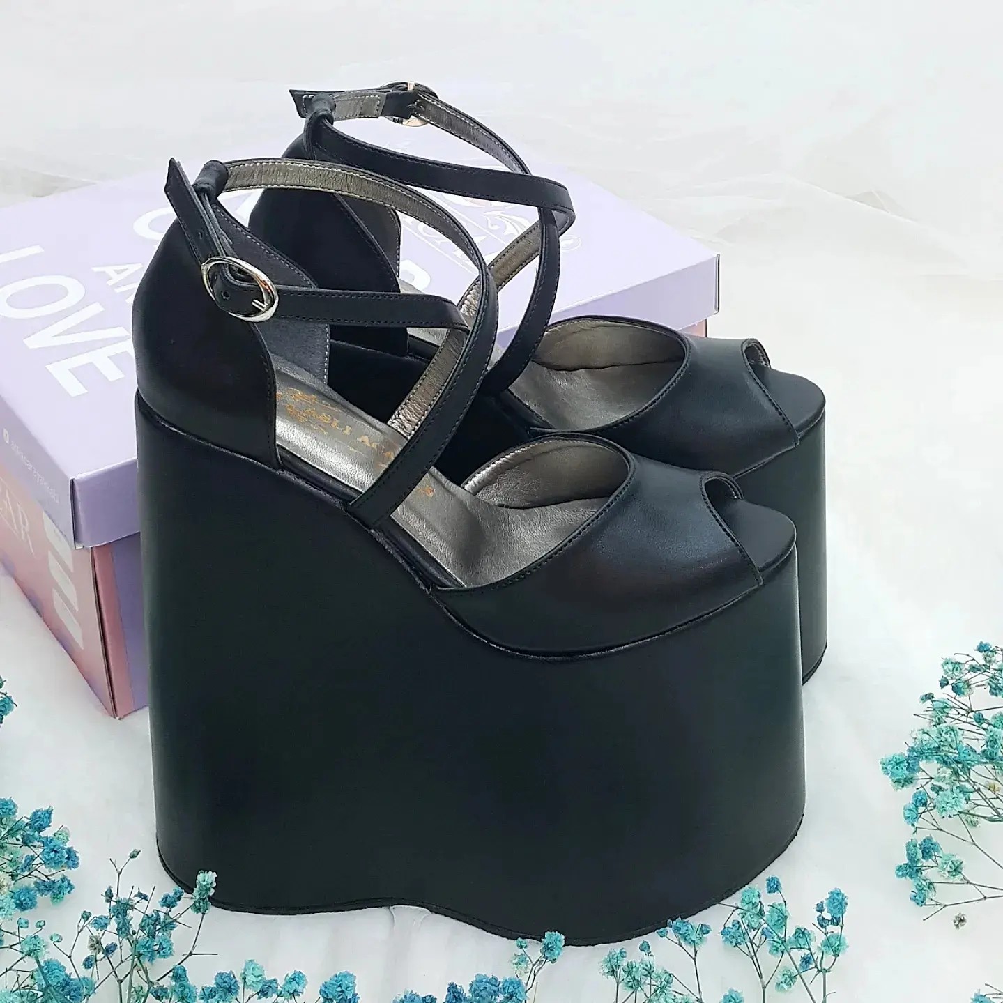 18 Cm Wedge Heel Model Black Color Women s Evening Dress Shoes Women s Engagement Shoes 163.64 KDV