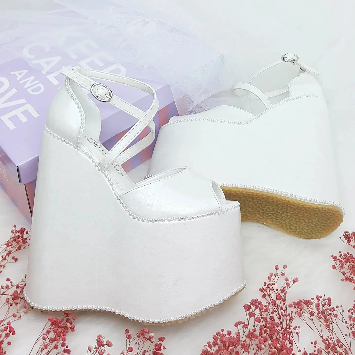 Very Comfortable 18 Cm High Wedge Heel Model Wedding Shoes for Brides 154.55 KDV