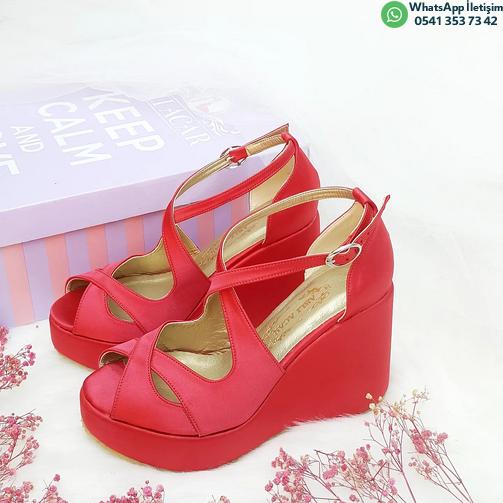 10 Cm Heeled Red Satin Women's Evening Dress & Engagement Wedding Shoes