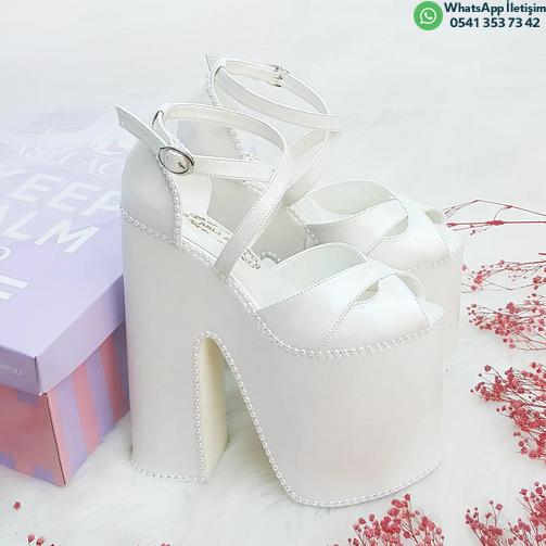 18 Cm Wedge Heel Model Very Comfortable High Heeled Special Production Bridal Shoes