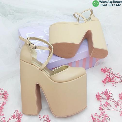 18 Cm Skin Color Slightly Curved High Wedge Heel Model Engagement Shoes