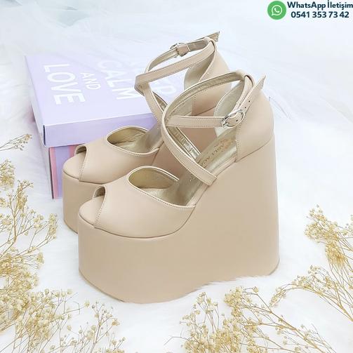 18 Cm Very Comfortable Light Sole Wedge Heel Model Nude Women's Evening Dress Shoes