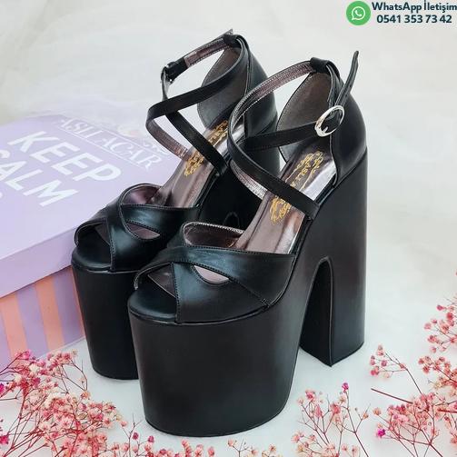 Black Low-Sloped Platform 18 cm High Wedge Heel Model for Women's Engagement Shoes
