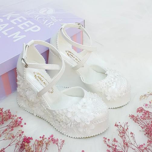 10 Cm Wedge Heel Lace Special Design Bridal Shoes Wedding Shoes