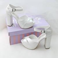 12 Cm Very Comfortable Thick Heeled Mother of Pearl Bridal Shoes Wedding Shoes