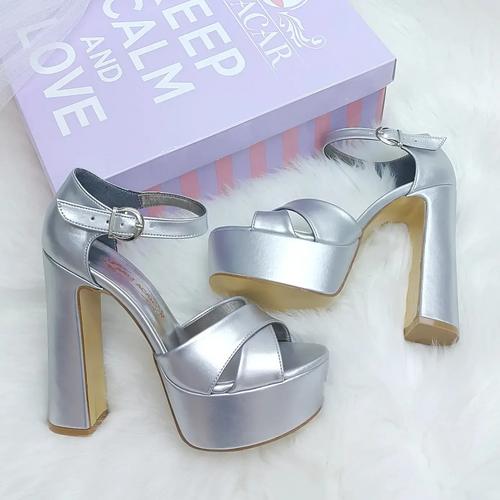 14 Cm Thick Heeled Gray Color Women's Evening Dress Shoes, Engagement Shoes, Wedding Shoes