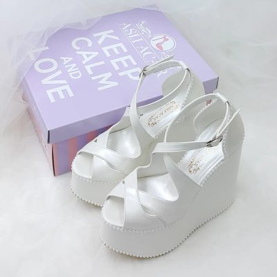 15 Cm Ankle Tie Comfortable Wedge Heel Bridal Shoes Wedding Shoes