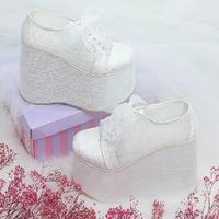 15 Cm Wedge Heel Lace Detailed Comfortable Bridal Shoes Wedding Shoes