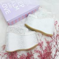 15 Cm Wedge Heel Lace Detailed Comfortable Bridal Shoes Wedding Shoes