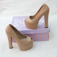 15 Cm Heeled Nude Color Evening Dress & Engagement Shoes