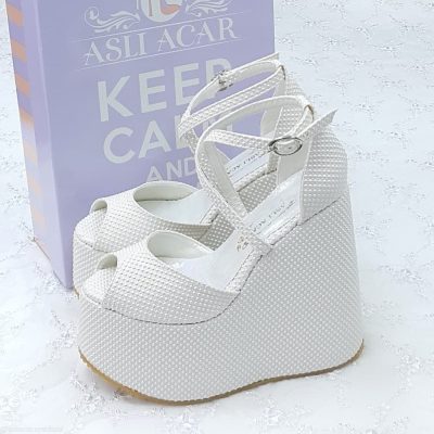15 Cm Pearl Patterned Wedge Heel Comfortable Bridal Shoes Wedding Shoes