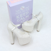 15 Cm Topuklu Taşlı Tasarım Model Rahat Gelinlik Ayakkabısı