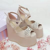 15 cm High Platform Heel Model, Nude Color, Stone Detail, Very Comfortable Women's Engagement Shoes