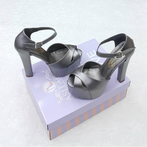 15 Cm Yüksek Topuklu Platin Renk Nişan & Abiye Ayakkabısı