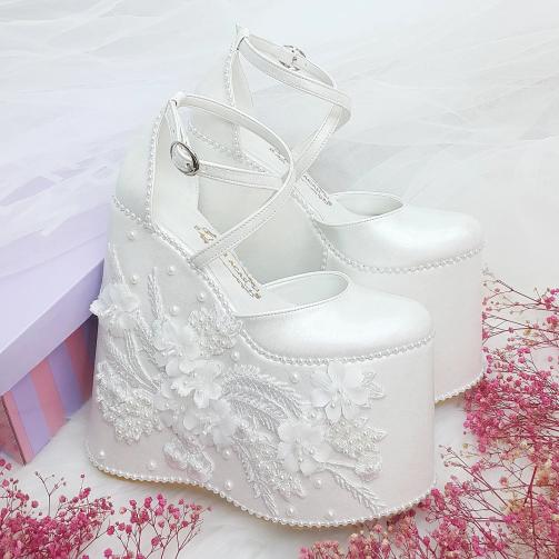 18 Cm Wedge Heel Wide Bottom Comfortable Bridal Shoes Women's Wedding Shoes