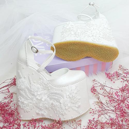 18 Cm Dolgu Topuk Geniş Alt Tabanlı Rahat Gelin Ayakkabısı
