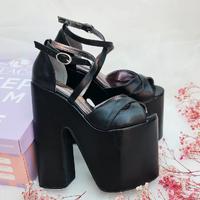 Black Low-Sloped Platform 18 cm High Wedge Heel Model for Women's Engagement Shoes
