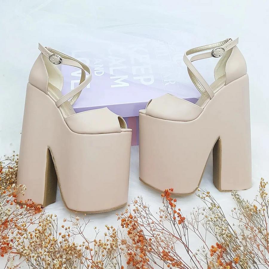 HIGH 5.5 CM WEDGE SANDALS IN RED CALFSKIN AND FABRIC