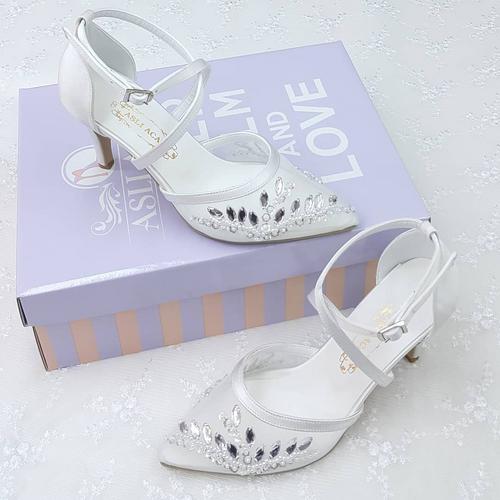 8,5 Cm Özel Tasarım İşlemeli Stiletto Rahat Gelin Ayakkabısı