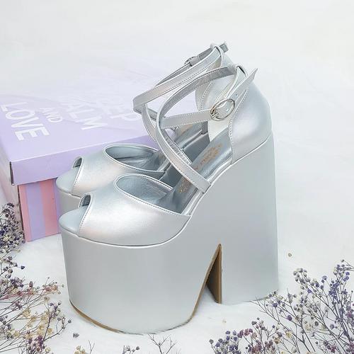 High Wedge Heel Model Gray Color Women's Evening Dress & Engagement Shoes