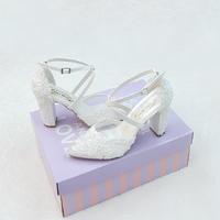 10 Cm Dantelli Kırık Beyaz Stiletto Rahat Gelin Ayakkabısı