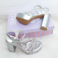 11 Cm Kalın Topuklu Taş Detaylı Gümüş Renk Abiye & Nişan Ayakkabısı