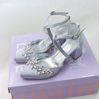 6,5 Cm Topuk Gümüş Renk Taşlı Stiletto Nişan Ayakkabısı