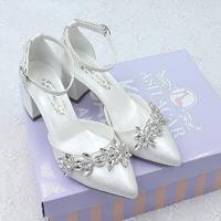 6,5 Cm Taşlı Tasarım Kırık Beyaz Stiletto Gelin Ayakkabısı