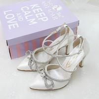 Kırık Beyaz Taşlı Tasarım Stiletto Nikah & Gelin Ayakkabısı 