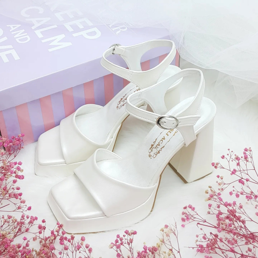 10 Cm Kısa Topuklu Kırık Beyaz Rahat Gelin Ayakkabısı