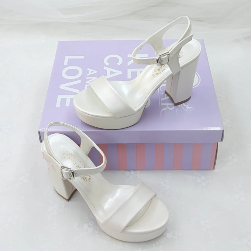 11 Cm Rahat Topuklu Tek bant Sandalet Gelin Ayakkabısı