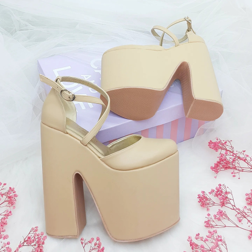 18 Cm Skin Color Slightly Curved High Wedge Heel Model Engagement Shoes