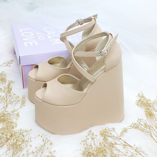 18 Cm Very Comfortable Light Sole Wedge Heel Model Nude Women's Evening Dress Shoes