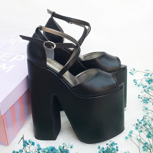 18 Cm High Heeled Less Curved Very Comfortable Black Color Women's Evening Dress & Engagement Shoes