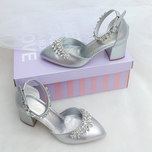 6.5 Heel Stone Design Stiletto Women's Evening Dress & Engagement Shoes