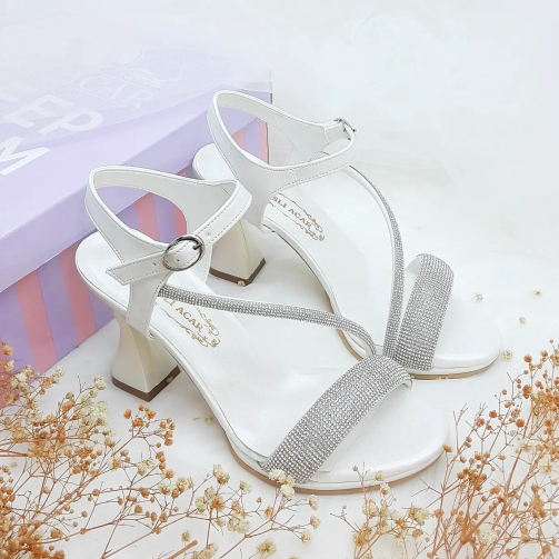 9 Cm Champagne Heel Stone Detailed Sandals Bridal Shoes Wedding Shoes