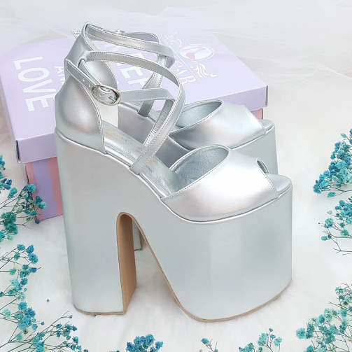 High Wedge Heel Model Gray Color Women's Evening Dress & Engagement Shoes