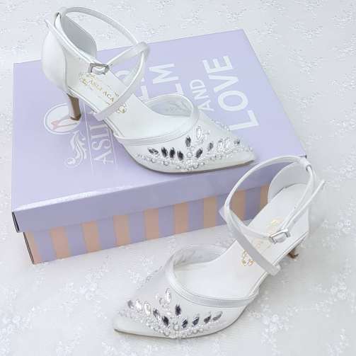 8,5 Cm Özel Tasarım İşlemeli Stiletto Rahat Gelin Ayakkabısı
