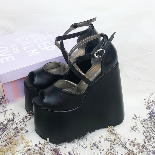 18 Cm Dolgu Topuk Model Siyah Renk Abiye & Nişan Ayakkabısı