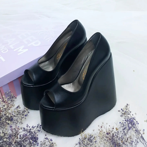 18 Cm Wedge Heel Model Comfortable Sole Black Color Women's Evening ...